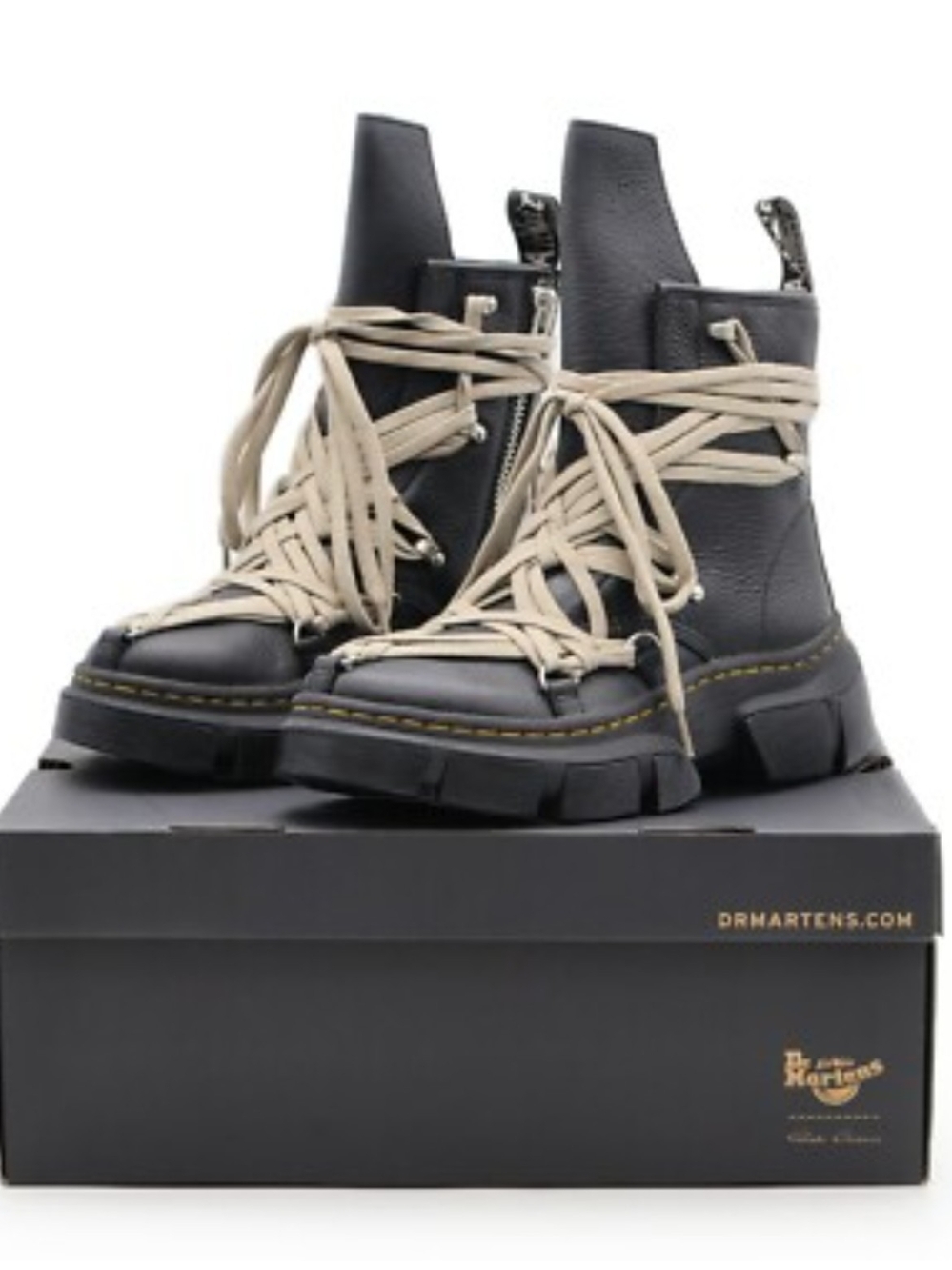 RICK OWENS x DR MARTENS 1460 DMXL Megalace Leather Lace Up Boots